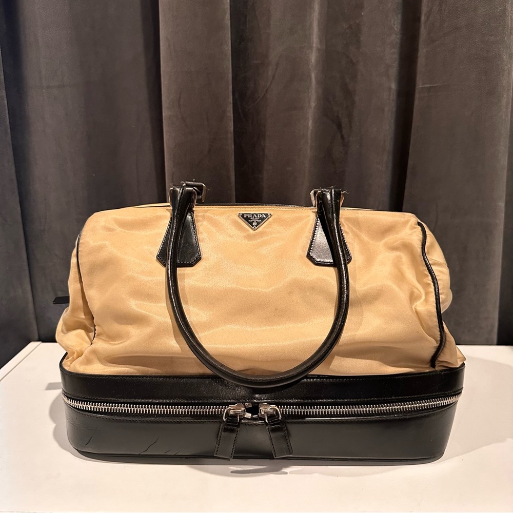 Prada Nylon Leather Satchel Bag - Picture 3 of 16